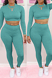 Red Scale Lines Long Sleeve Round Neck Crop Top High Waist Bodycon Pants Casual Sets NYF8011-3