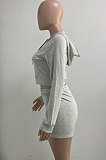 Black Women Solid Color Blouse Sport Casual Zipper Shorts Sets XQ1140-3