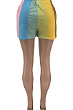 Yellow Digital Printing Rainbow Stripe Loose Casual Shorts HG133-1