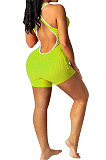 Orange Super Elastic Yoga Cloth Sexy Backless Off Shoulder Romper Shorts AYQ0505-1