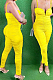 Yellow Night Club Condole Belt Low Cut Solid Colur Bodycon Jumpsuits HMR6015-3