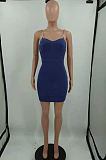 Dark Blue Sexy Chian Condole Belt Strapless Solid Colur Hip Dress HH88980-3