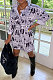 Newspaper Trendy Casual Button Long Sleeve T Shirt/Shirt Dress YBS86719-2