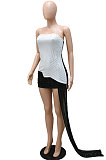 Apricot Strapless Milk Silk Hot Drilling Sequins Hip Mini Dress YF9150-2