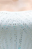 White Strapless Milk Silk Hot Drilling Sequins Hip Mini Dress YF9150-1