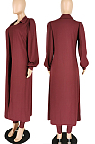 Wind Red Autumn And Winter Long Sleeve Coat Strapless Solid Colur Bodycon Jumpsuits Two Piece E8508-3