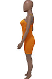 Orange Euramerican Women Pure Color Condole Belt Eyelet Bandage Sexy Romper Shorts Q774-2