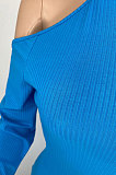 Sky Blue Trendy Tassel Backless Solid Color Long Dress AFM60028