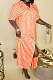 Orange Women Strap Printing Split Lower Hem T Shirt/Shirt Dress AYQ05016-3