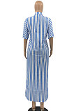 Black Women Strap Printing Split Lower Hem T Shirt/Shirt Dress AYQ05016-2