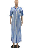 Black Women Strap Printing Split Lower Hem T Shirt/Shirt Dress AYQ05016-2