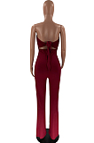 Black Sexy Tight Strapless Collcet Waist Solid Color Wide Leg Jumpsuits LM88813-1