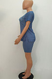 Blue Euramerican Women Jeans Casual Trendy Shorts Sets MR200