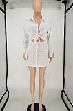 White Fashion Women Long Sleeve Sexy Invisibility Zipper T Shirt/Shirt Dress NL6086-1