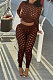 Brown Sexy Euramerican Bodycon Long Sleeve Hollow Out Fashion Long Pants Sets KA7189-4