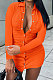 Orange Ribber Single-Breasted Long Sleeve Turn-Down Collar Solid Color Hip Sexy Mini Dress Q931-2