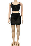 Fashion Sexy Condole Belt Solid Color Milk Silk Mesh Spaghetti Hip Skirts Sets CYF5176