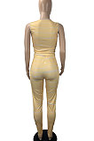 Light Blue Women Fashion Casual Strap Printing Bodycon Sleeveless Tank Pants Sets ML7453-3