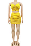 Fashion Sexy Condole Belt Solid Color Milk Silk Mesh Spaghetti Hip Skirts Sets CYF5176