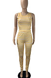 Black Women Fashion Casual Strap Printing Bodycon Sleeveless Tank Pants Sets ML7453-2