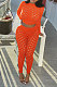 Orange Sexy Euramerican Bodycon Long Sleeve Hollow Out Fashion Long Pants Sets KA7189-3