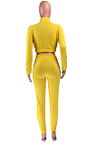 Orange Autumn And Winter Velvet Long Sleeve Stand Collar Zipper Fleece Carrot Pants Casual Sport Sets YMT6224-3