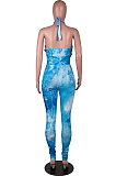 Lake Blue Sexy Positioning Printing Bandage Halter Neck Strapless Backelss Hollow Ourt Bodycon Jumpsuits SZS8149-1