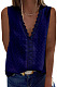 Dark Blue Jacpuard Deep V Collar Sleeveless Chiffon Pure Color Blouse MDO33-3