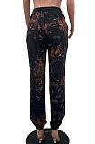 Black Casual Loose Sport Tie Dye Long Pants AYA7025-1
