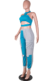 Red New Wholesal Halter Neck Straless Spliced Hollow Out Crop Top Casual With Pocket Pants Two-Piece SZS8159-2