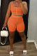 Orange Solid Color Bodycon Simplee Condole Belt  Shorts Sets BE8045-4