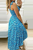 Women Condole Belt Spliced Printing Irregular Strapless Long Dress SZE1685