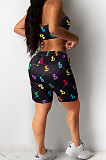 Black Women Strapless Printing Sexy Shorts Sets KXL849-2