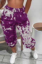 Purple Casual Loose Sport Tie Dye Long Pants AYA7025-4