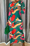 Yellow Leopard Printing Fashion Women Long Sleeve Round Collar Mesh See-Through Bodycon Dress BBN191-2