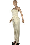 SUPER WHOLESALE | Nude Fashion Women Condole Belt Tank Drawsting Solid Color Pants Sets CY1345-1