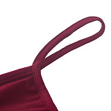 Wine Red Women Sleeveless Condole Belt Backless Chain Hip Bodycon Sexy Romper Shorts WMZ0126-3