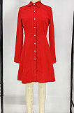 Red Euramerican Women Long Sleeve Solid Color Bodycon T Shirt/Shirt Dress AL177-1