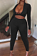 Black Wholesal Long Sleeve Low-Cut Cross Hollow Out Bodycon Pants Solid Color Two-Piece NRS8078-5