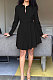 Black Euramerican Women Long Sleeve Solid Color Bodycon T Shirt/Shirt Dress AL177-3
