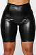 Black Women Solid Color Casual Shorts BLE2515