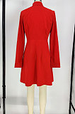 Orange Euramerican Women Long Sleeve Solid Color Bodycon T Shirt/Shirt Dress AL177-2