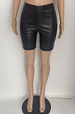 Black Women Solid Color Casual Shorts BLE2515
