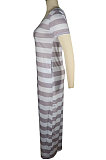 Light Gray Cotton Euramerican Women Strap Printing Hoodie Long Dress QQM4316