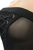 Black Strapless Sexy Pure Color Bandage Back Zipper Perspectivity Ruffle Bodycon Jumpsuits XZ5183-1