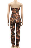 Black Women Strapless Sexy Tight Perspectivity Mesh Spaghetti Printing A Word Shoulder Bodycon Jumpsuits NO Waistband XZ5185-3