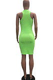 Light Green Fashion Club Sleeveless Solid Color Sexy Mini Dress YSH96241
