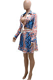 Pink Euramerican Long Sleeve Shirt Ruffle Skirts Sets YF9196-1