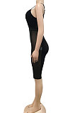 Black Euramerican Fashion Sexy Condole Belt V Neck Hollow Out Pure Color Women Romper Shorts XZ5221-1