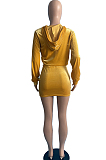 Green Casual Wholesal Long Sleeve Zippet Hoodie Coat &Strapless Short Skirts Sport Three Piece TC091-1